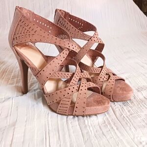 Elegant Pink/Nude Strappy Heels Sz 8